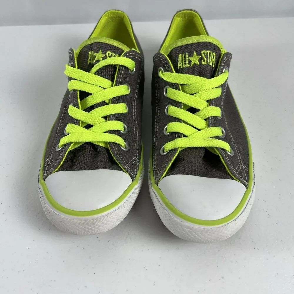 Unisex Converse Chuck Taylor All Star Low Top Grey Lime Green Laces/Trim Size 5